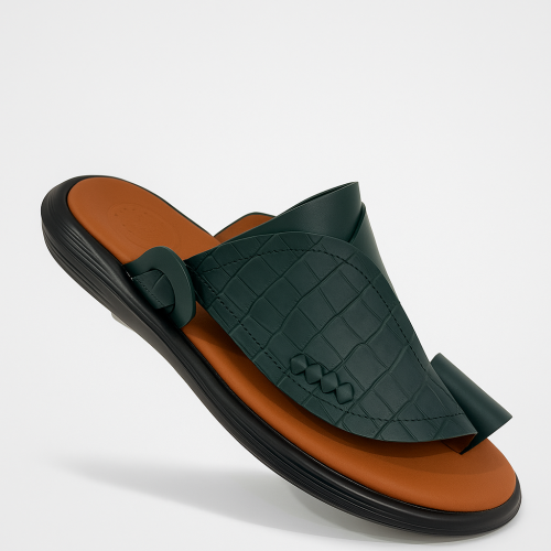 حذاء عملي وفخم لون زيتي ارتفاع 3سم