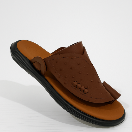 حذاء عملي وفخم لون عسلي غامق ارتفاع 3سم