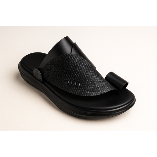 حذاء طبي لون اسود مع جلد ليزر4 سم AS508