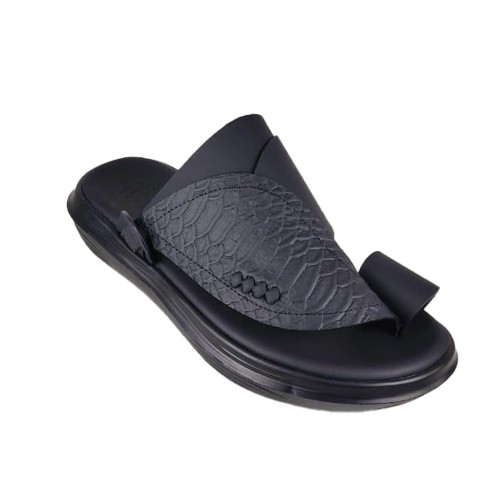 حذاء طبي لون اسود مع جلد ثعبان  4سم AS509