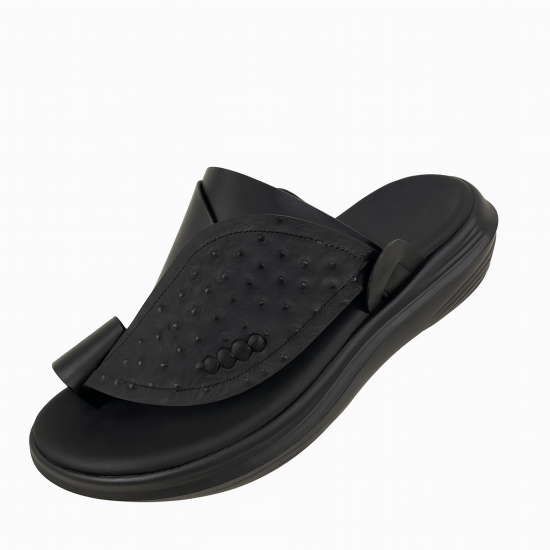 حذاء طبي لون اسود مع جلد نعام 4 سم AS506