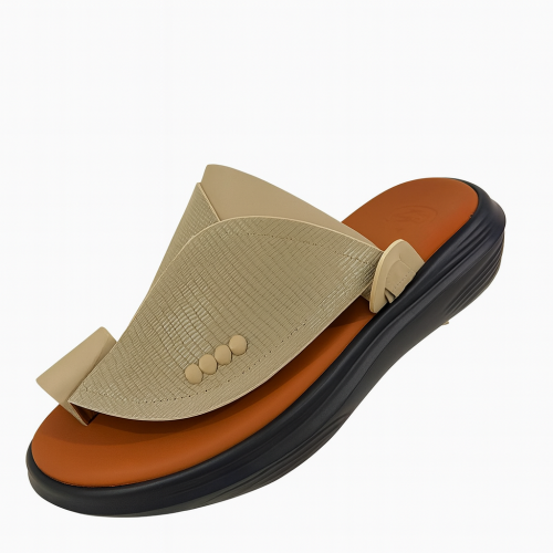 حذاء طبي لون بيج مع جلد ليزر 4سم AS508